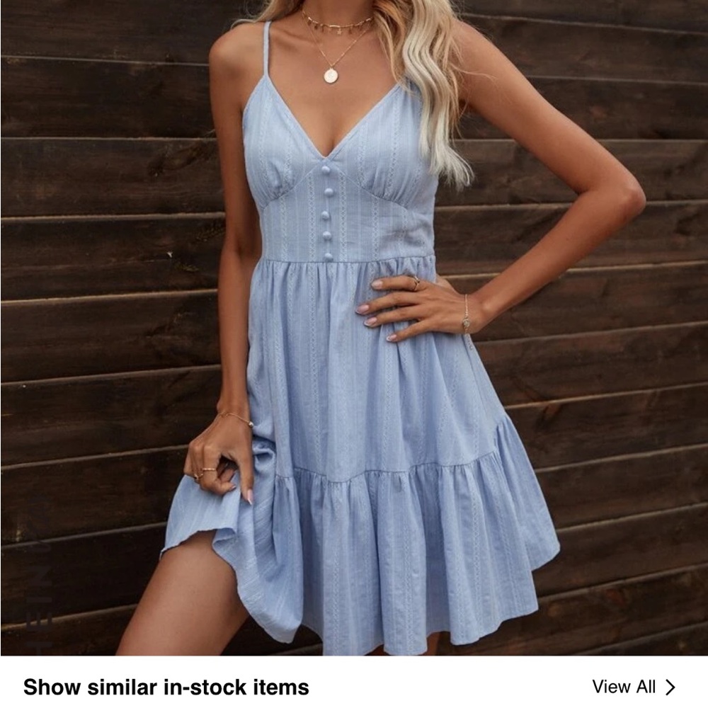 Summer dress , blue linen super cute size small brand new